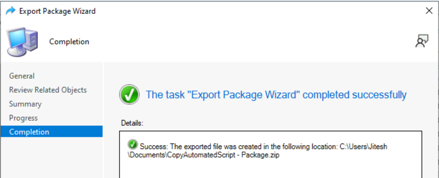 Export Package Wizard - Export SCCM Package from Configuration Manager Package Wizard