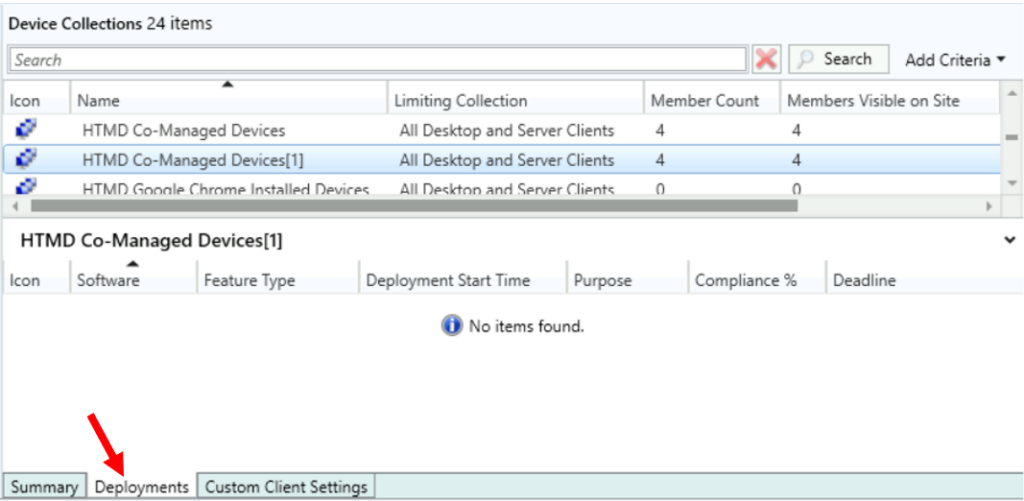 Deployments tab - Duplicate SCCM Collection using Device Collections Wizard 5