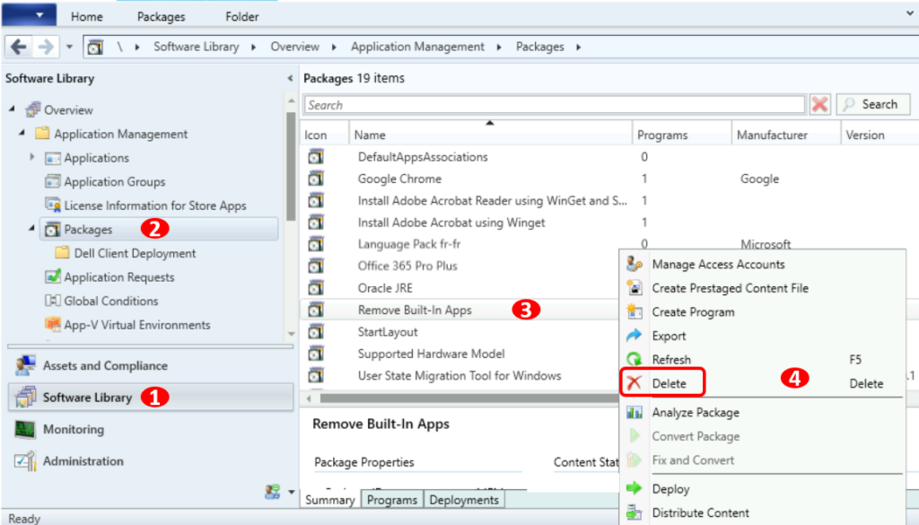 Select SCCM Package -> Click Delete | Easy Steps to Delete Package In SCCM 1