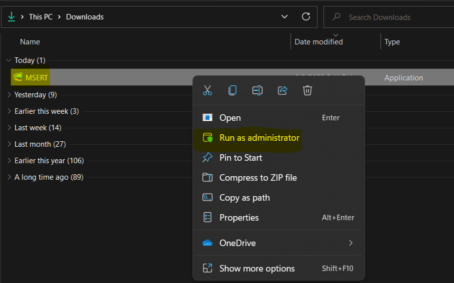 Click Run as administrator - Run Microsoft Safety Scanner