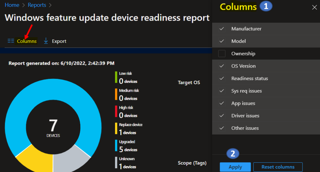 Windows Feature Update Device Readiness Intune Report 1