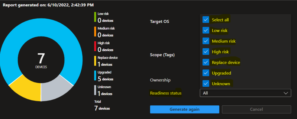 Report Successfully Generated - Windows Feature Update Device Readiness Report 6