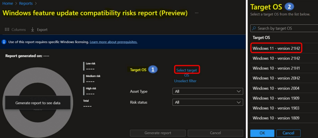 Windows Update Compatibility Intune Report For App and Driver 3 Select Target OS - Windows Update Compatibility Intune Report For App and Driver 3