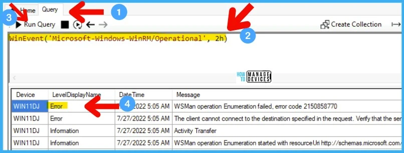 Check WinRM Security Event ID Details using SCCM CMPivot 3