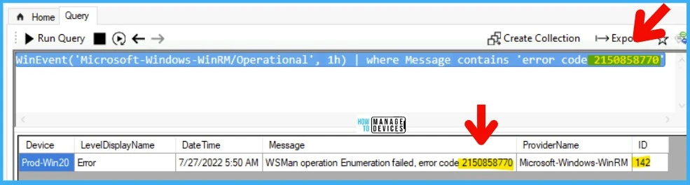 Check WinRM Security Event ID Details using SCCM CMPivot 5