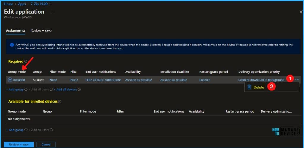 Assignments - Delete Application Deployment from Intune MEM Portal 4