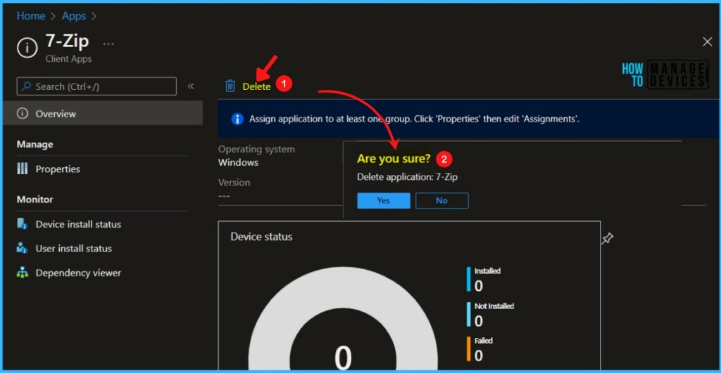 Click on Yes - Delete Application In Intune MEM Portal 6