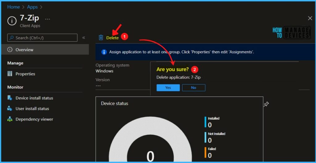 Click on Yes - Delete Application In Intune MEM Portal 6