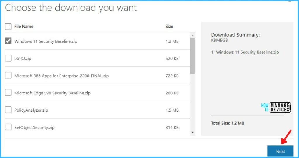 Select the file - Security Baseline Download Configuration Guide 2