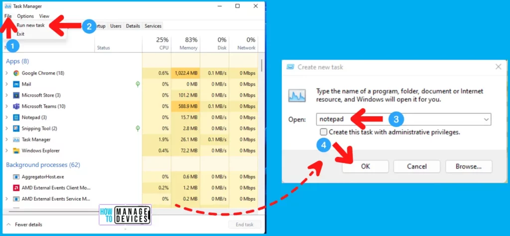 Features of Notepad in Windows 11 Task manager