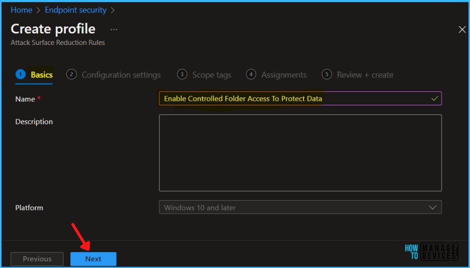 Provide Basic Information - Enable Controlled Folder Access To Protect Data Using Intune 3