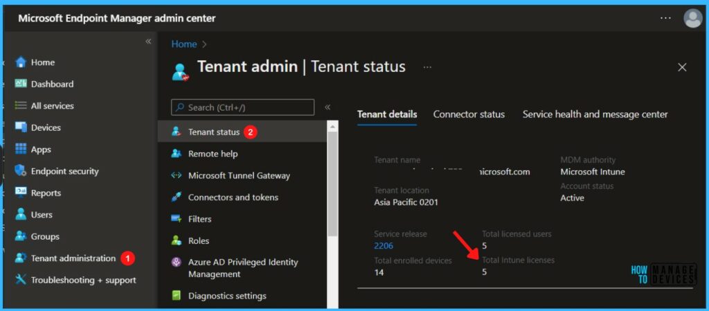 Tenant Administration - How to Check Intune License In MEM Admin Portal