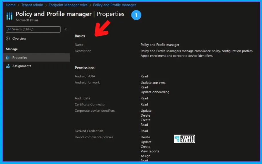 Intune RBAC Roles Permissions in the Intune Admin Center Portal Fig. 2