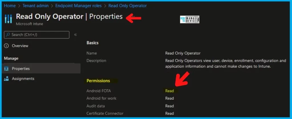 Intune RBAC Roles Permissions in the Intune Admin Center Portal Fig. 5