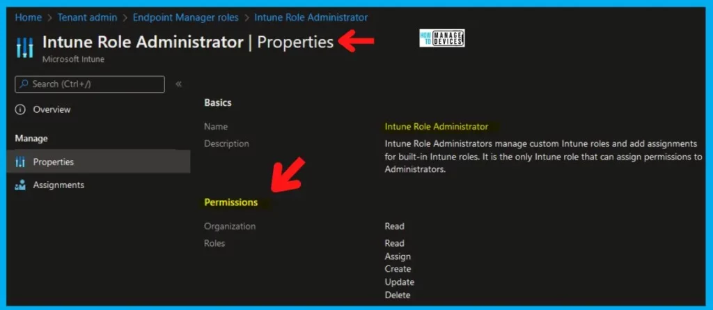 Intune RBAC Roles Permissions in the Intune Admin Center Portal Fig. 8