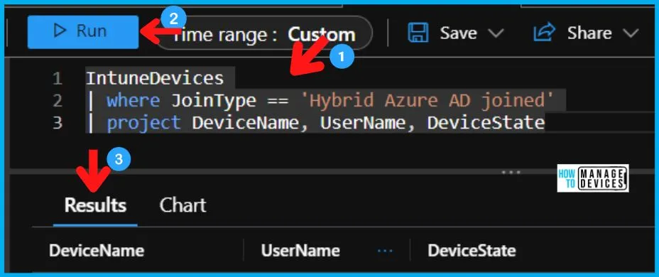 Intune Report for AAD Joined Vs Hybrid AAD Joined Devices using KQL Query 5