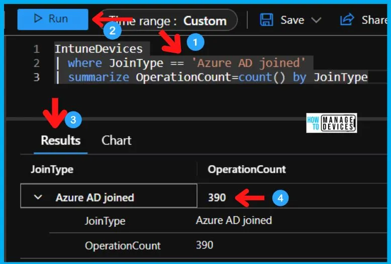 Intune Report for AAD Joined Vs Hybrid AAD Joined Devices using KQL Query 6