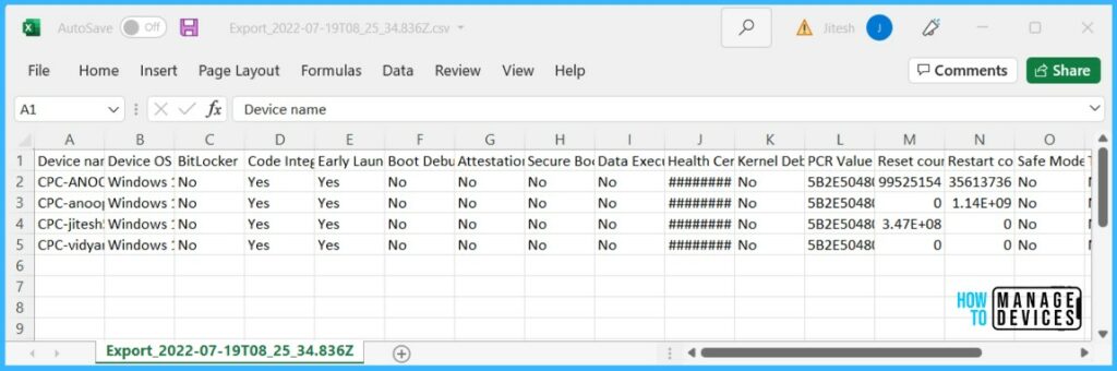 Export Intune Device Health Attestation Report