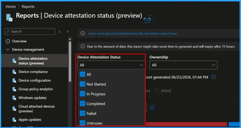 Intune Device Attestation Status Report to Verify Device Trust and Monitor Attestation Status - Fig.2