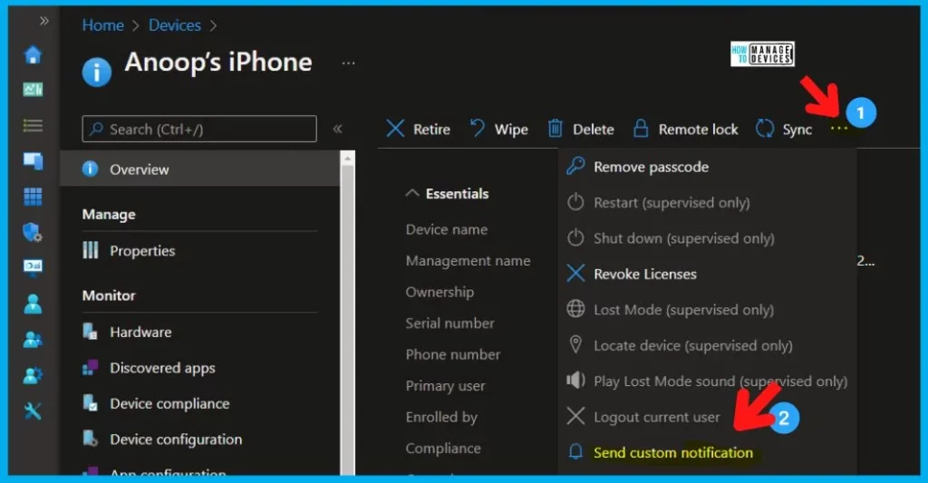 Send Custom Notifications - Perform Bulk Device Actions in Intune Remote Actions 2