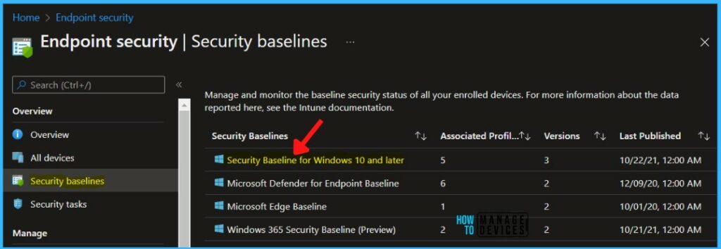 Intune Security Baselines Policies for Windows 10 or Windows 11