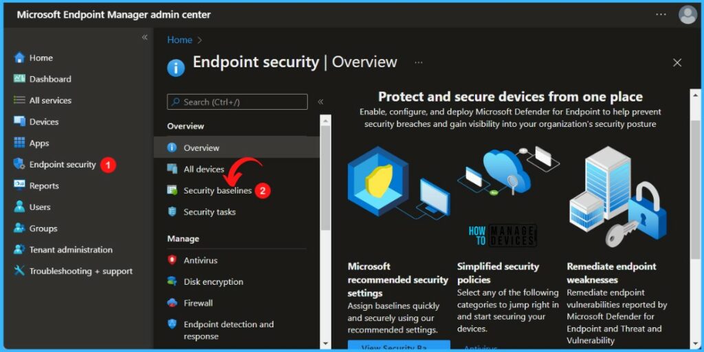 Endpoint Security - Intune Security Baselines Policies for Windows 10 or Windows 11 