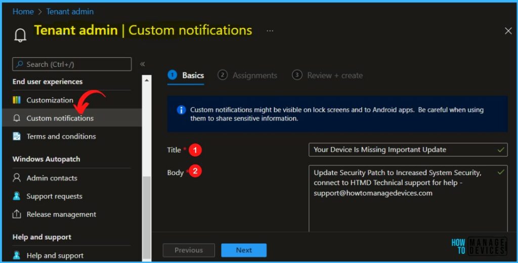 Send Custom Notifications to Users Using Intune MEM Portal 2