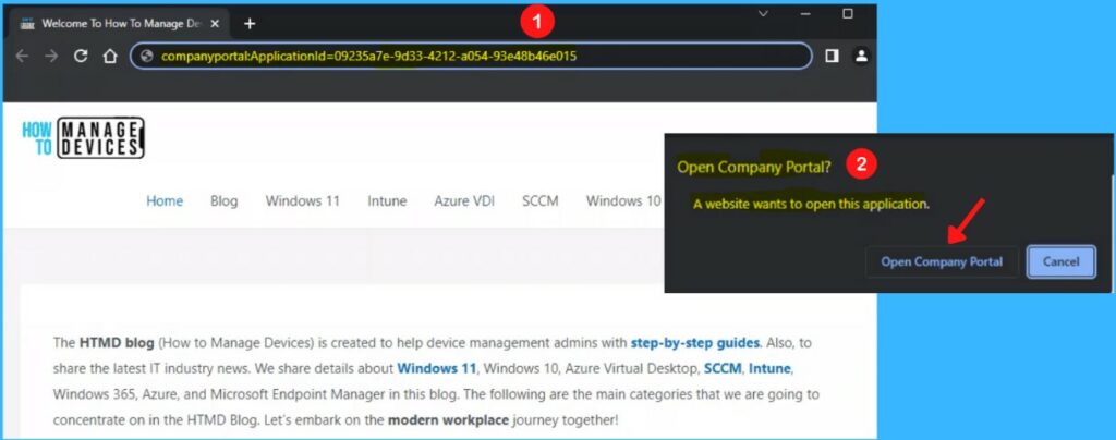 Open Company Portal Apps - Share Application from Intune Company Portal 4