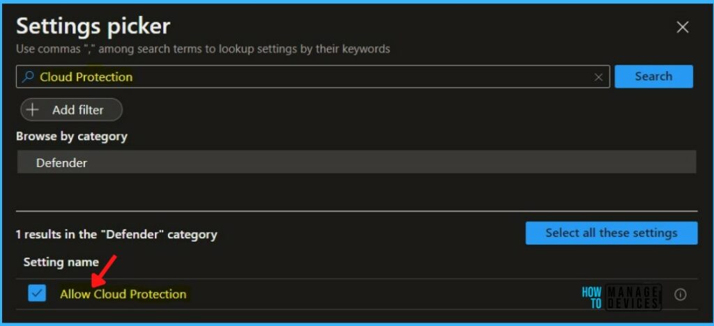 Select Defender - Allow Cloud Protection