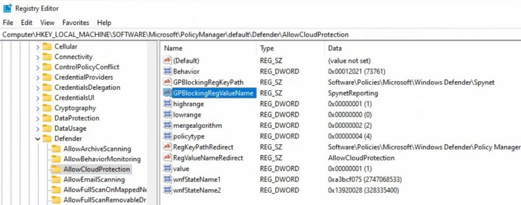 Validate Registry - Turn on Cloud Protection 