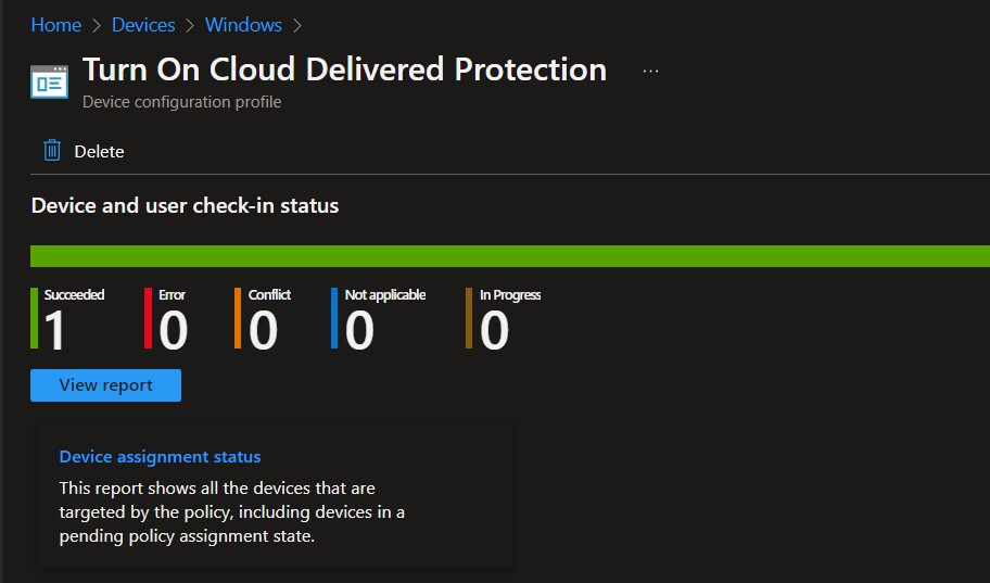 Intune Reporting - Configure Cloud Protection