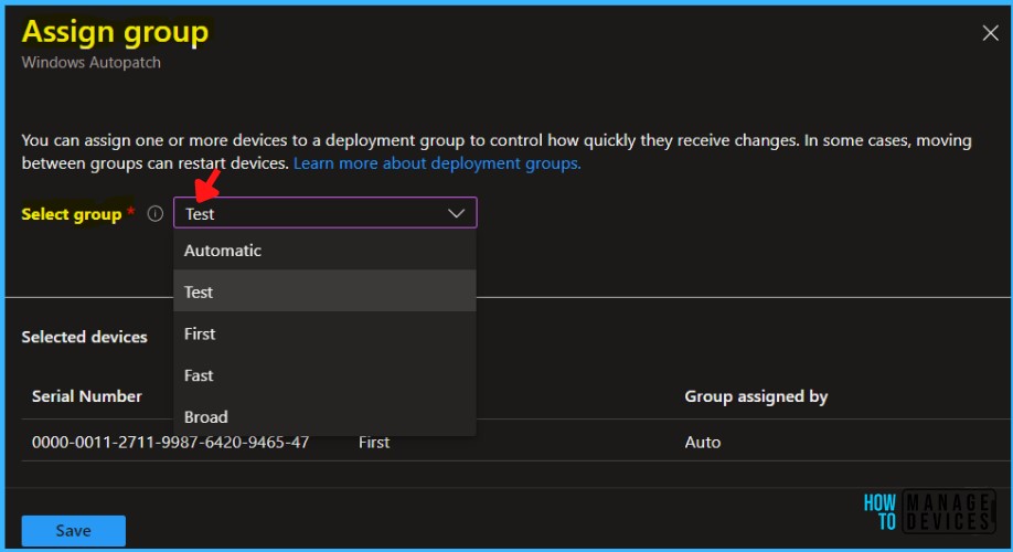 Select Group - Assign Deployment Group 