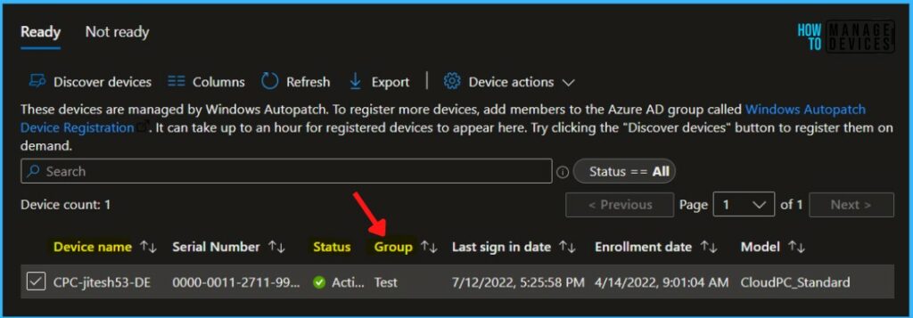 Group Assigned - Test Ring Windows Autopatch Deployment