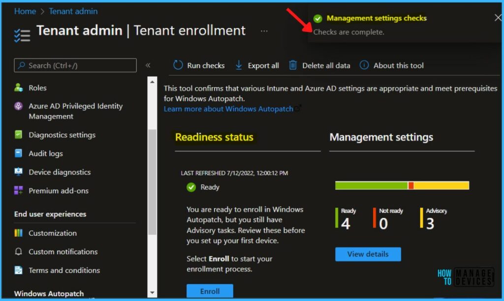Management Settings Checks - Windows Autopatch Implementation Guide 4