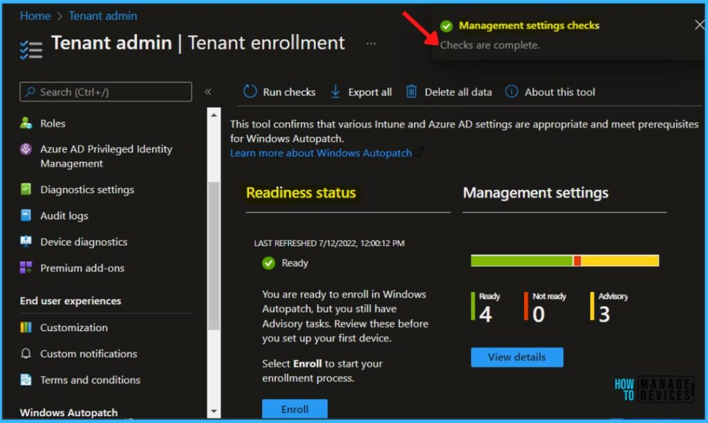 Management Settings Checks - Windows Autopatch Implementation Guide 4