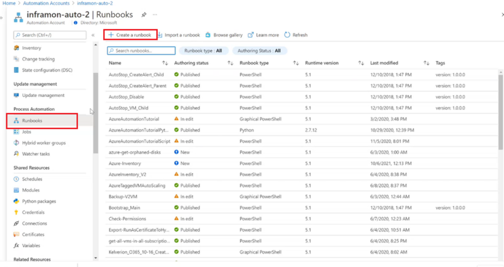 How The Runbook Blade Looks SCCM Automation using Azure Runbook Hybrid Worker 7