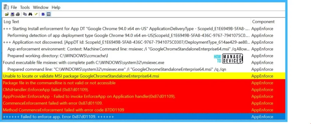 Failed to enforce app - SCCM Application Installation Error 0x87D01109 2