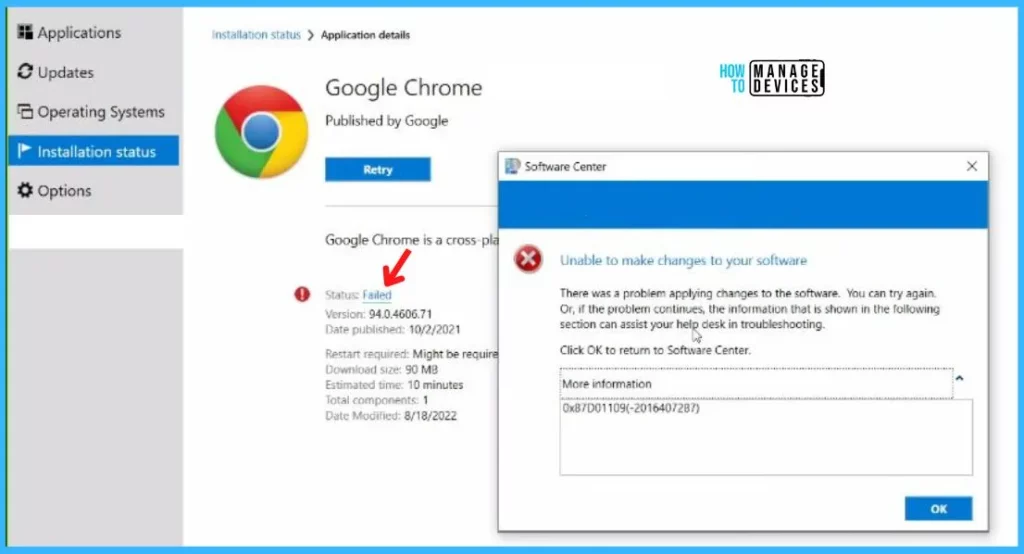 SCCM Software Center - Application Installation Error 0x87D01109 1