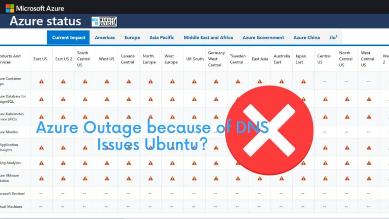 Azure Outage because of DNS Issues Ubuntu Main