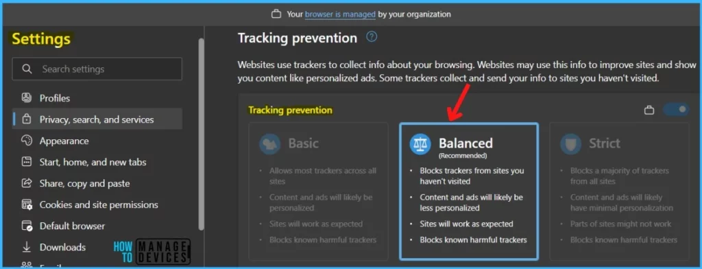 End Users Experience - Tracking Prevention in Microsoft Edge