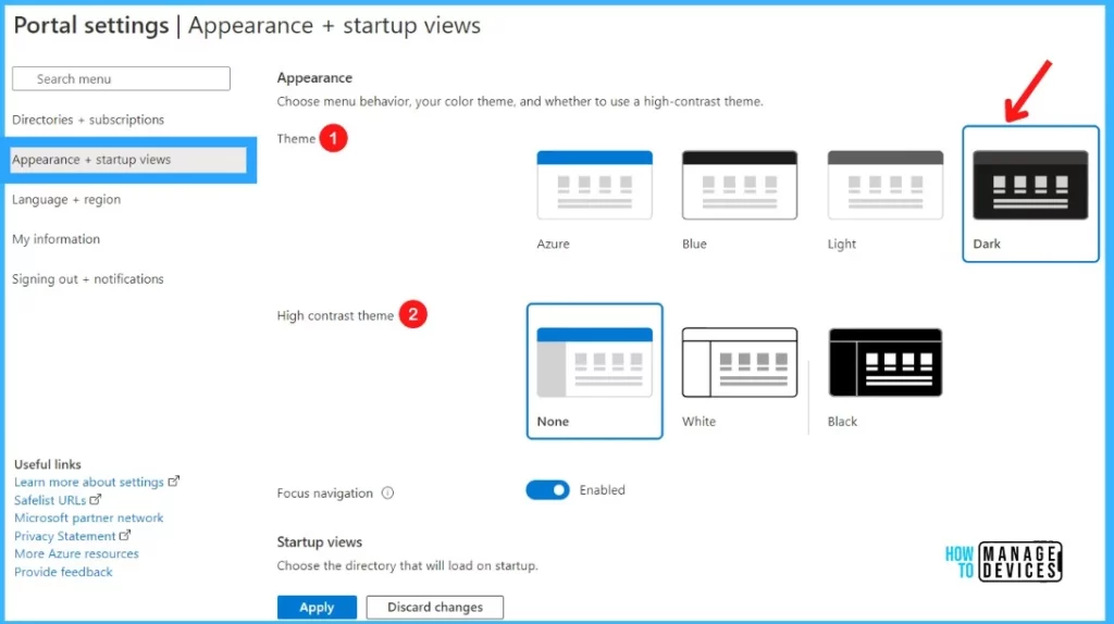 Choose the theme - Enable Dark Mode for Intune Admin Portal 2