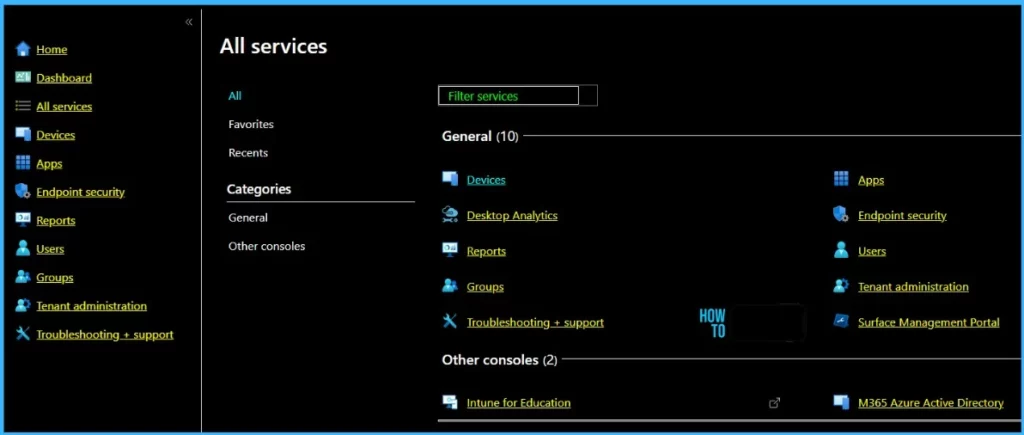 High contrast theme selected - Enable Dark Mode for Intune Admin Portal 5