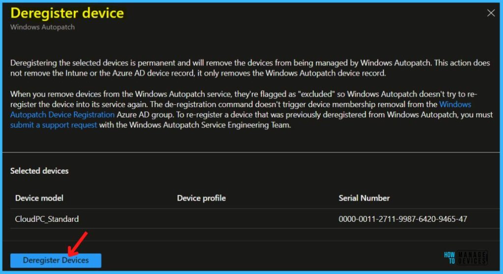 Deregister Devices - Windows Autopatch