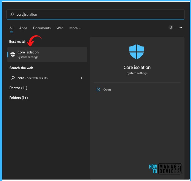 Core Isolation - Windows Device Protection with Core Isolation Memory Integrity 