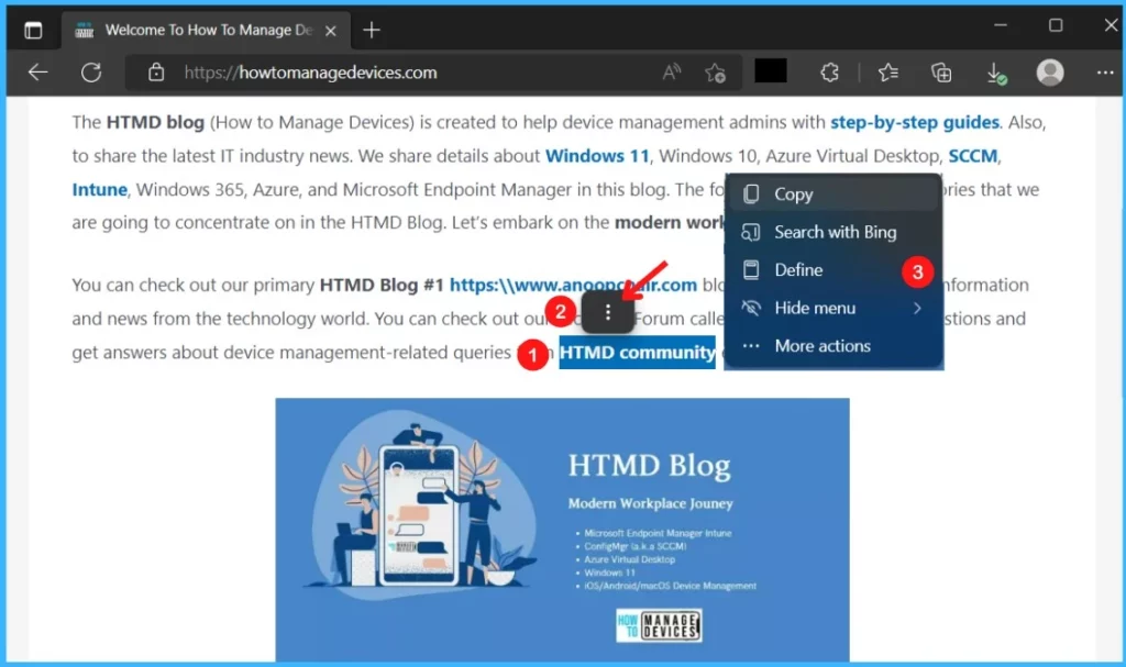 Enable Edge Mini Menu Feature on Text Selection 1