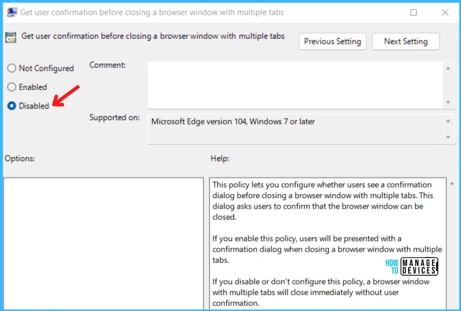 Disabled - Warning Prompt on Closing Multiple Tabs In Microsoft Edge 4