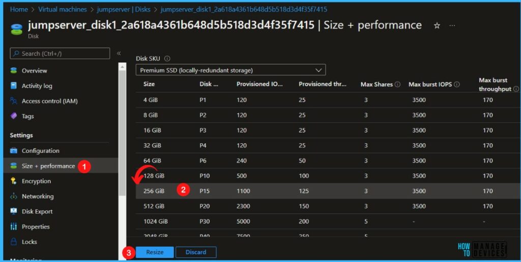 Select Disk SKU - Resize Azure VM Disk Storage without Downtime 6