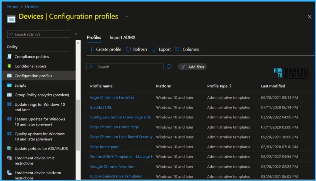 Device Configuration profiles - Export Intune Device Configuration Profiles 2