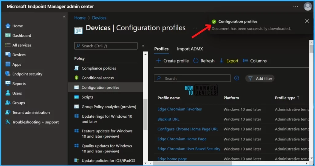 Configuration profiles successfully downloaded - Export Intune Device Configuration Profiles 5