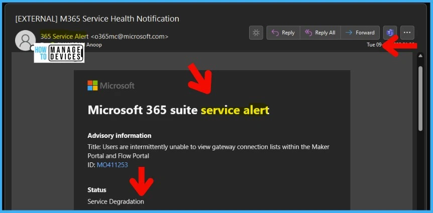 Email Alert Delay from Microsoft Admin Center Issue 1